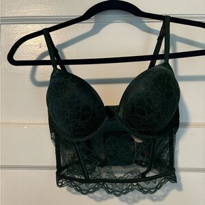 NWT Victoria’s Secret Very Sexy Bombshell Push-Up Corset 32D in Dark Green